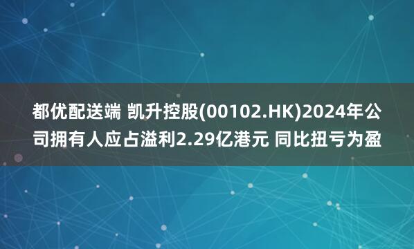 都优配送端 凯升控股(00102.HK)2024年公司拥有人应占溢利2.29亿港元 同比扭亏为盈